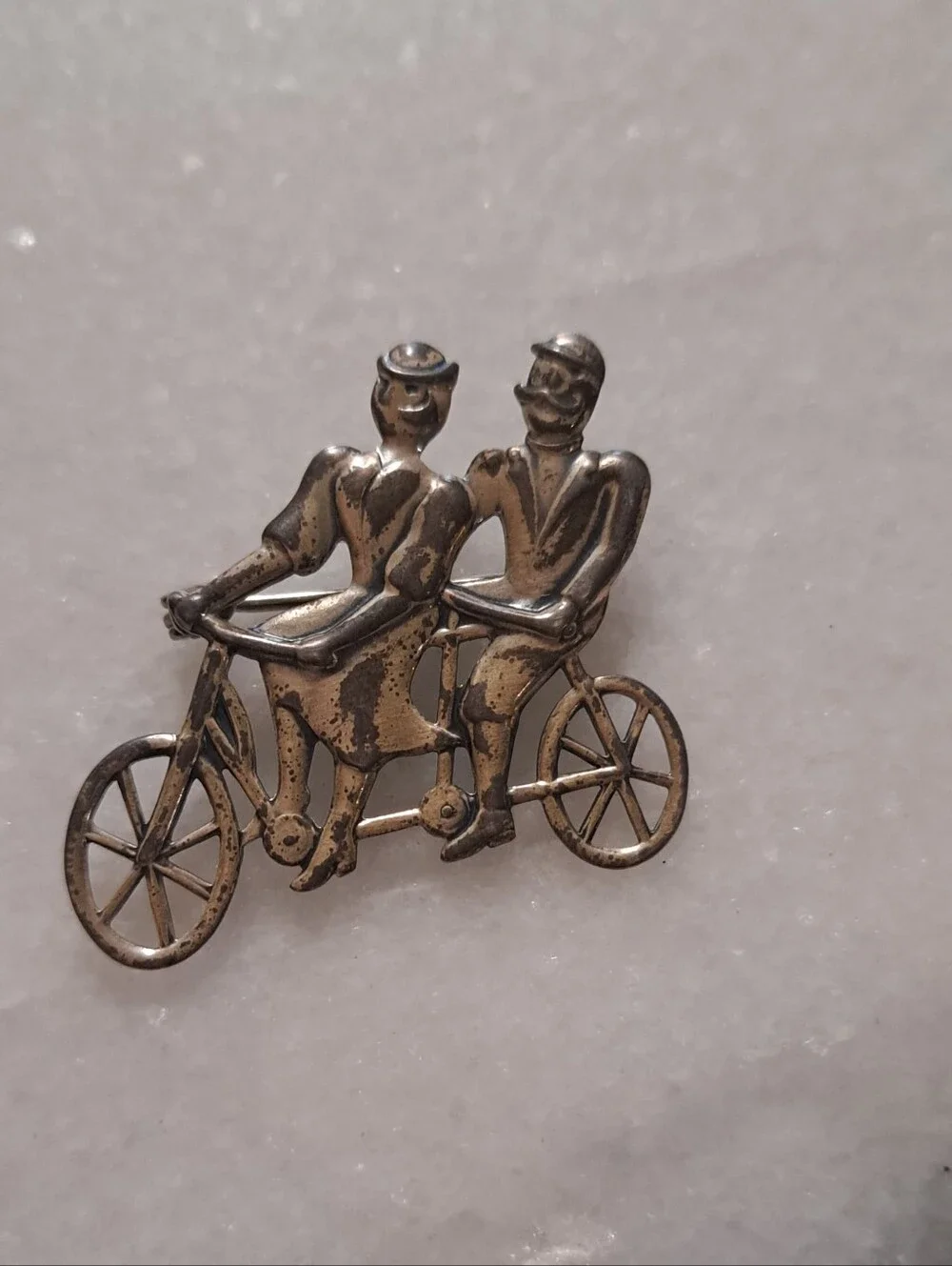 Vintage Tandem Bicycle Brooch